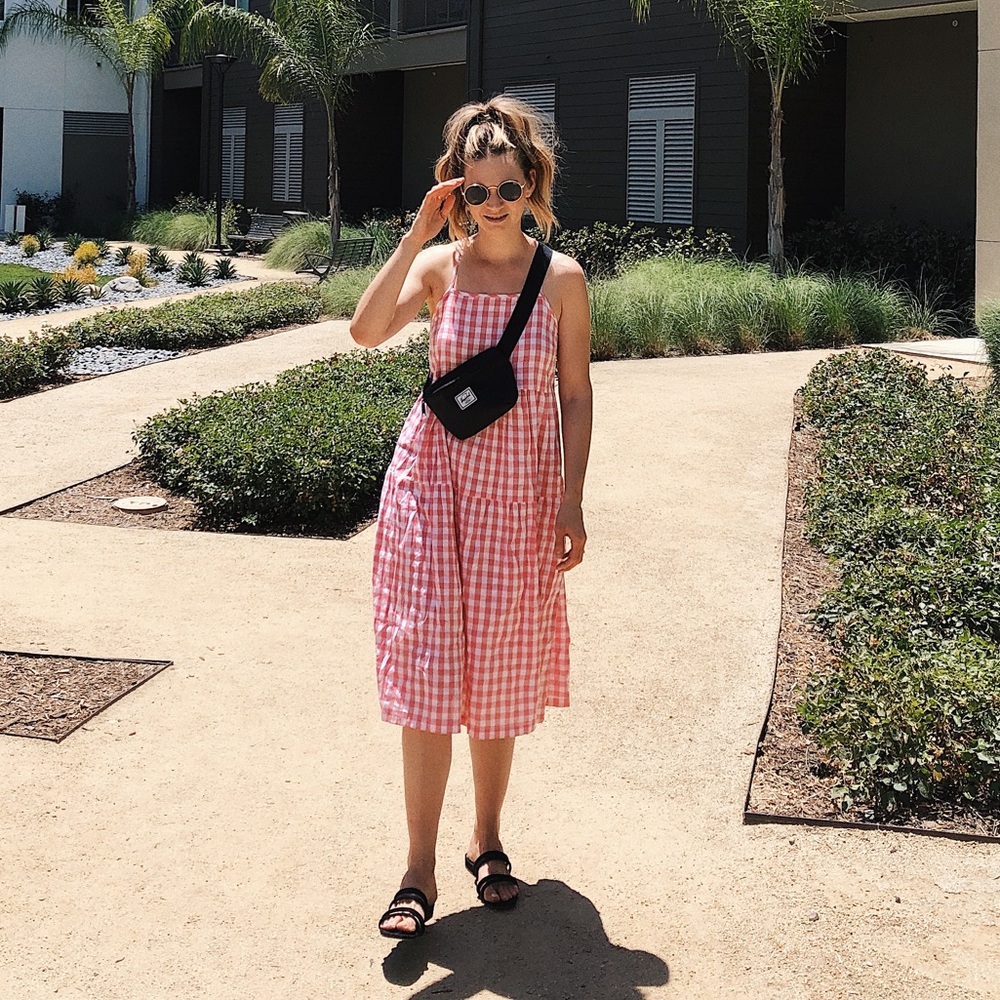 ASOS pink checkered dress, size US 4